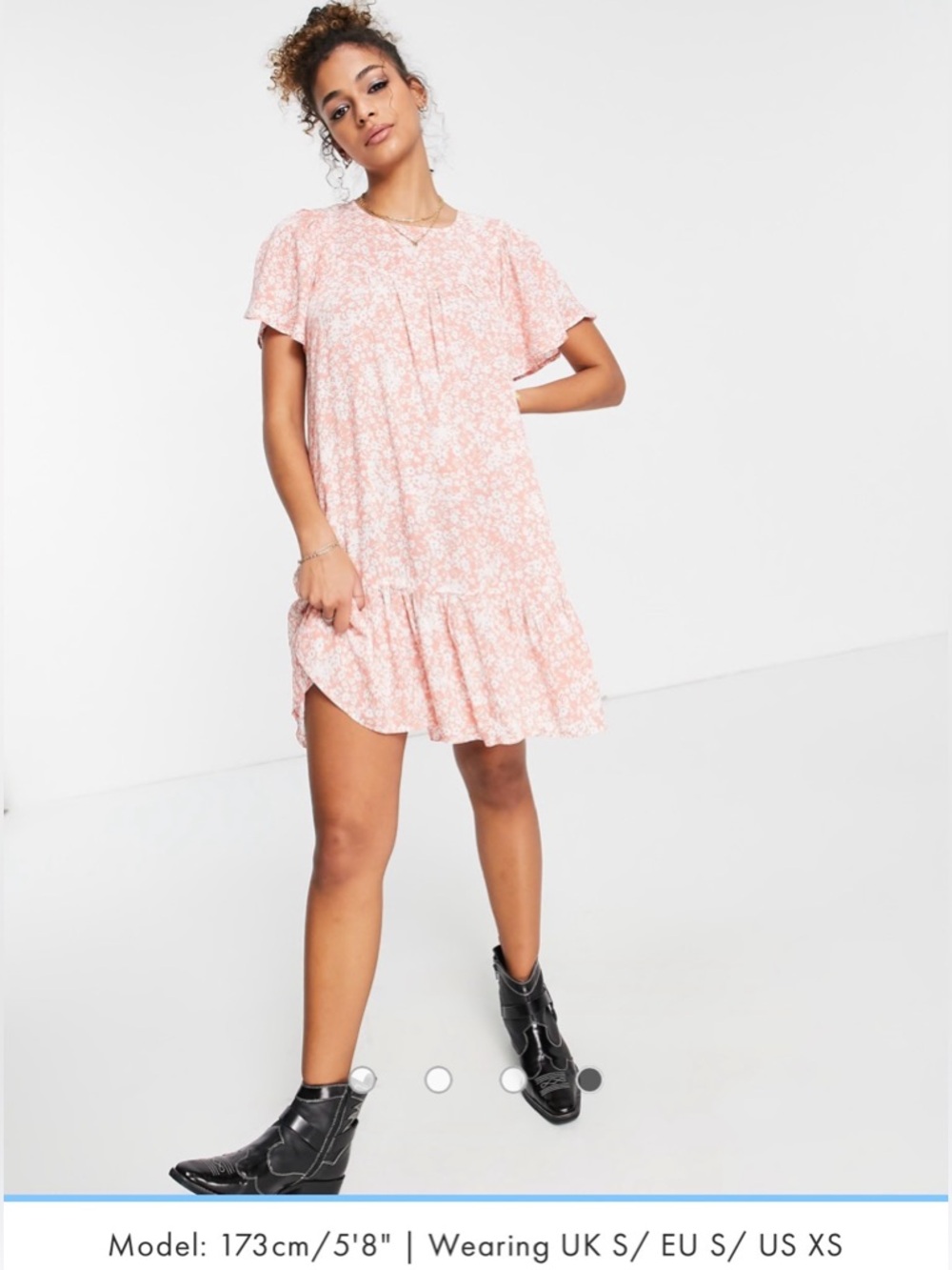 Peach Floral Short Sleeve Sundress Size M